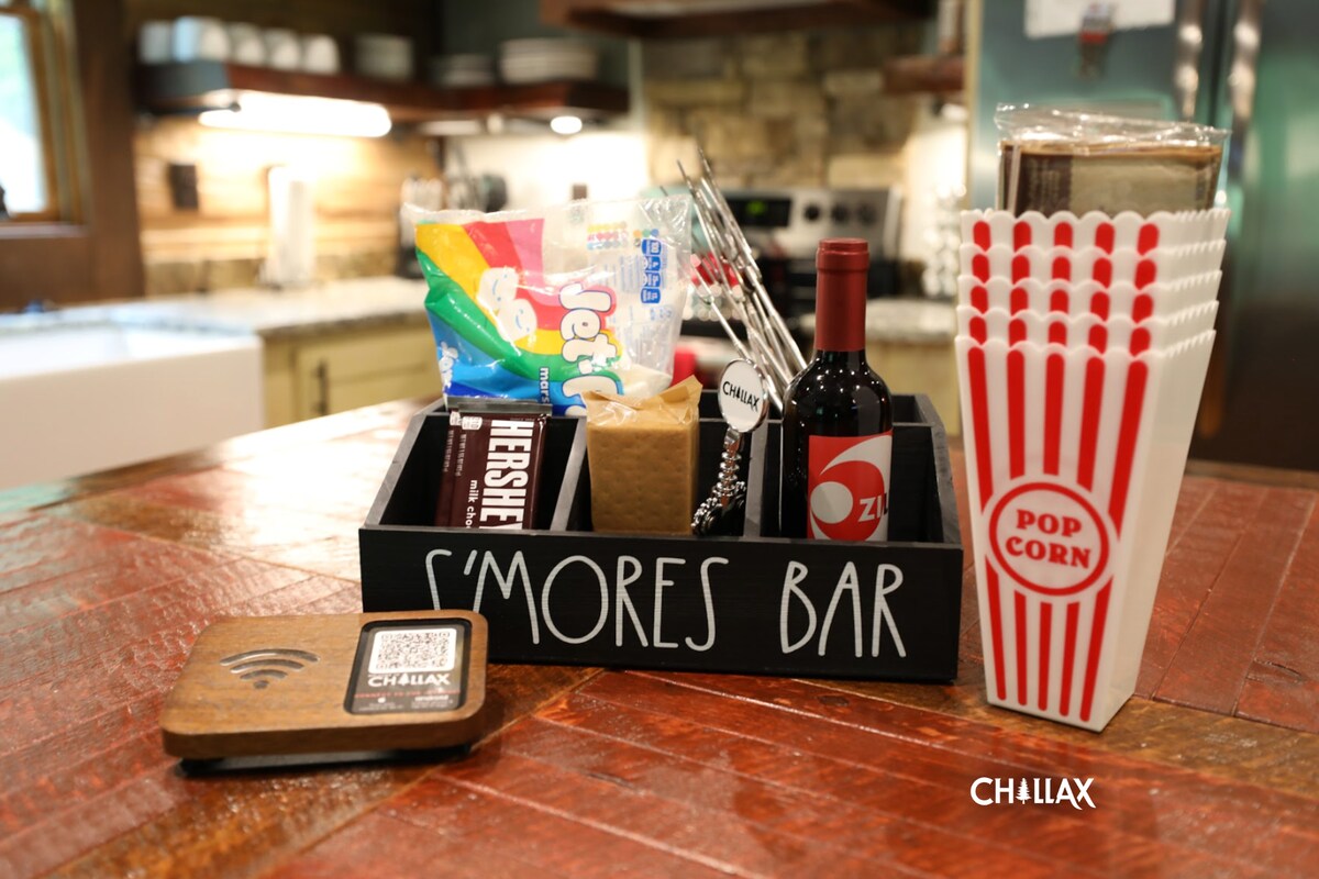 Let's Netflix & chillax indoors with s'mores, popcorn, & wine!